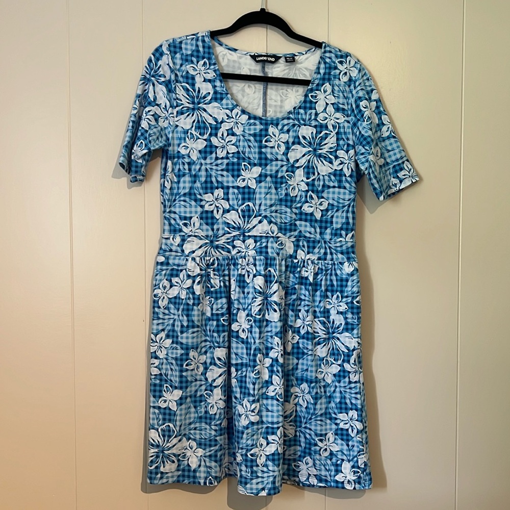 Lands’ End Blue Floral Dress